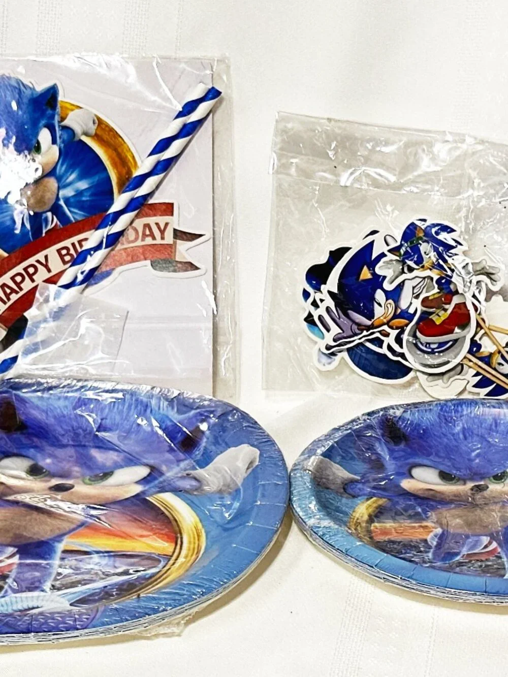 Sonic The Hedgehog Birthday Party Supplies Lot Plates Napkins Cake Topper NEW